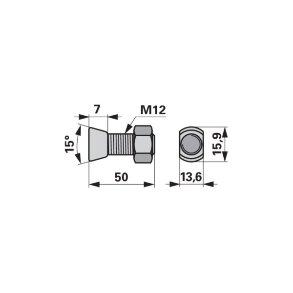 Vijak pluga ovalni Kverneland