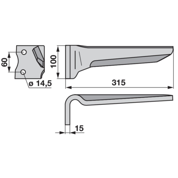 Nož roto brane lijevi