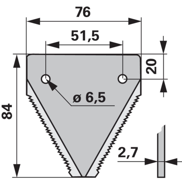 Nož kose donji nazubljen