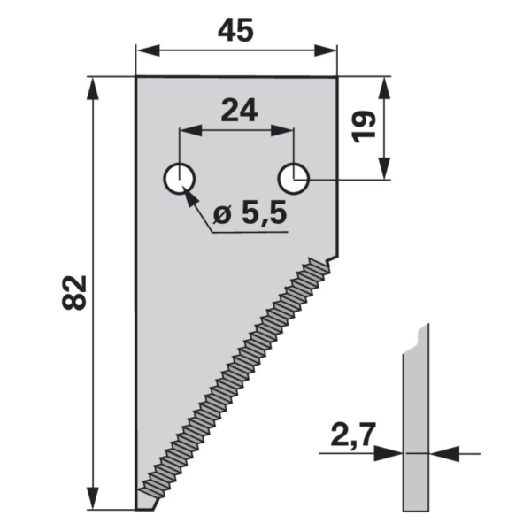 Zadnji nož gornji nazubljeni
