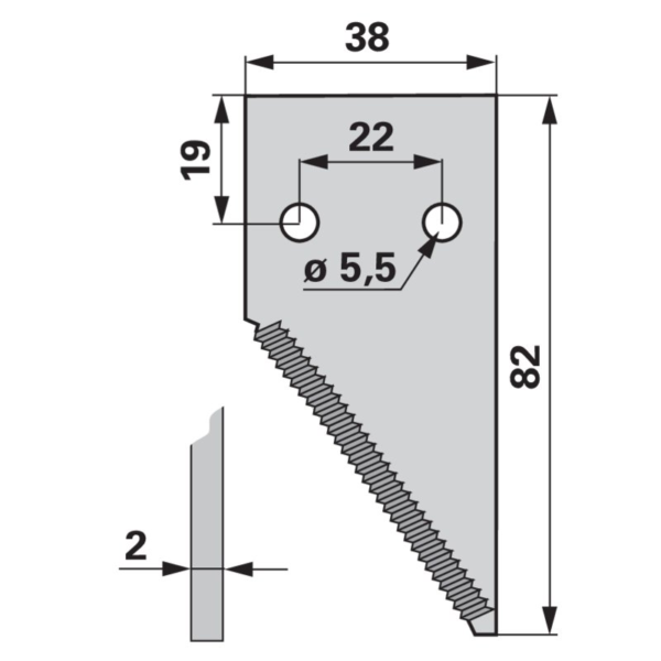 Zadnji nož lijevi nazubljeni