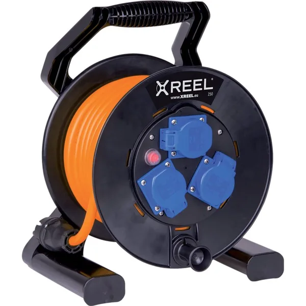 Kabelski bubanj crni s 25 m gumiranog kabela, 3 x 1,5 mm², 250 V XREEL250
