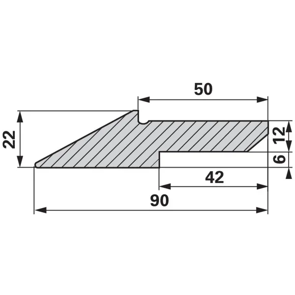 Prirubnica standardna, 90 x 22 mm 1,3 metara