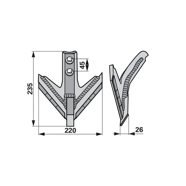 Plug „guščja noga” Tvrdi metal odgovara za Horsch 60036759
