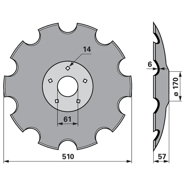 Disk nazubljeni AD 510 5 rupa S=6