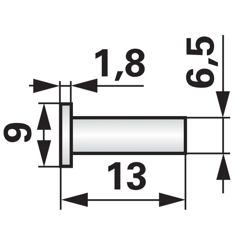 Zakovica s plosnatom glavom VP 6,5 x D 13 mm, 240 Komad odgovara za BCS 331.26513.0 Zakovica s plosnatom glavom VP 6,5 x D 13 mm, 240 Komad odgovara za BCS 331.26513.0