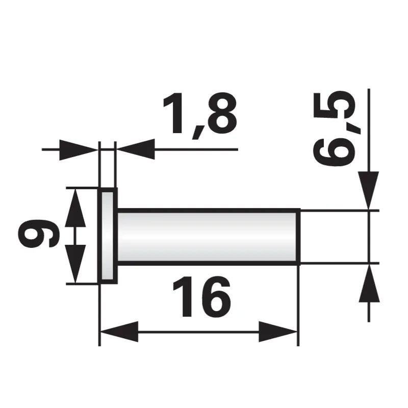 Zakovica s plosnatom glavom VP 6,5 x D 16 mm, 200 Komad odgovara za BCS 331.26516.0 Zakovica s plosnatom glavom VP 6,5 x D 16 mm, 200 Komad odgovara za BCS 331.26516.0