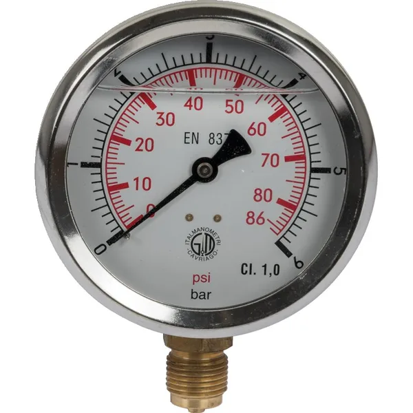 Manometer 6 bar, Dm 100 mm, G1/2 U
